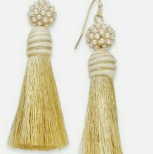 INC Gold Tone Imitation White Pearl Tassel